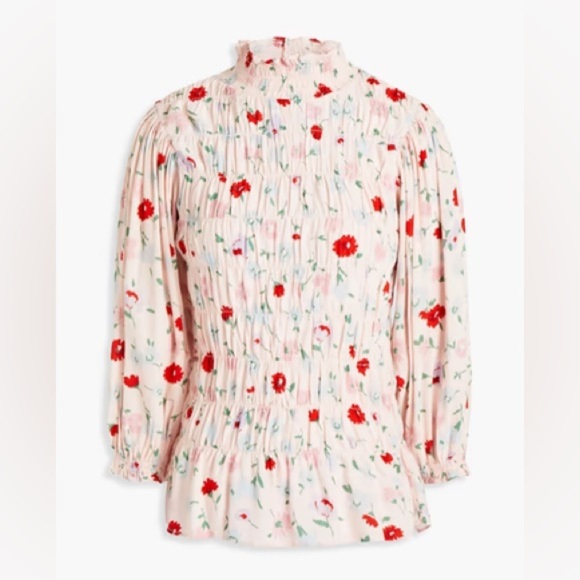 Samsøe Samsoe Sarami Garden Blouse top long sleeve high neck smock floral ruffle - Picture 8 of 10